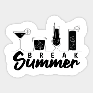 Summer Break Lineart Cocktails Sticker